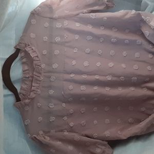 Vintage Classy Sober Blouse dry pink Color W/Embriudery Little flowers. Pics for
